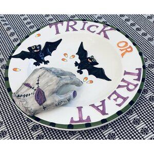 Vintage Lillian Vernon Halloween Platter 13” Serving Dish Trick or Treat Ceramic